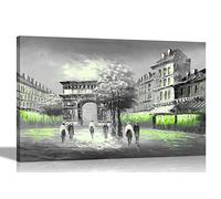 Green Arc de Triomphe Paris, France Canvas Prints Wall Art Pictures Framed Office Hanging Artwork Living Room Art Deco Posters Extra Large 101 x 76cm (40 x 30 inches)