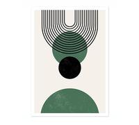 Green Arches Abstract Poster, Scandi Minimalist Boho Print, Modern Art Bauhaus, Archival Matte, A4 (Print Only) - 29.7x21cm