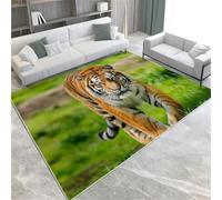 Green Area Rugs Animal Tiger Washable Rug 140 X 200 Cm Non-Slip Soft Accent Carpet For Living Room Bedroom Home Office Kitchen Decor,60 X 90 Cm