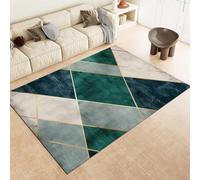Green Area Rugs Geometric Graphics Non-Slip Washable Area Rug 160 X 230 Cm Short Pile Floor Mat For Living Room Bedroom Bathroom Kitchen & Office,60 X 90 Cm