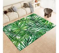 Green Area Rugs Watercolor Palm Leaf Illustration Style Machine Washable Non-Slip Soft Short Pile Area Rug 60 X 90 Cm For Living Room Bedroom Home Decor Carpet,60 X 90 Cm