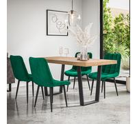 (Green) Aria Dining Table And Chairs - Oak Effect Table w 4-6 Nova Velvet Chair