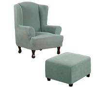 Green Armchair Cover Chair Protector Wingback Chair Slipcover Ottoman Cover Footstool Protector Stylish Furniture Slipcovers Fits Medium Square Ottoman