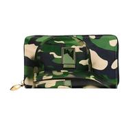 Green Army Digital Camo Print Leather Wallet Cell Phone Credit Card Wallet Zipper Pocket Zipper Pocket Black One Size Black One Size Black One Size, Black/White, One Size