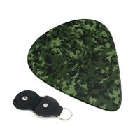 Green Army Digital Camouflage 6 Pack Guitar Picks With Holder, Personalized Guitar Plectrums Non-Slip Portable Ukulele Bass Picks 0.71mm For Acoustic Guitar Lovers Gifts