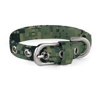 Green Army Digital Camouflage Dog Collar Adjustable Soft and Comfortable Puppy Collars with Metal Buckle Pet Collar for Small Medium Pet