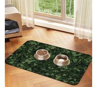 Green Army Digital Camouflage Dog Food Mat, Absorbent Pet Feeding Mat For Food And Water Bowls Non-Slip Placement Pad For Floors Waterproof Quick Dry Water Dispenser Mat For Dogs Puppy Cats 12x18 Inch