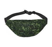 Green Army Digital Camouflage Fanny Pack for Men Women Crossbody Waist Bag Everywhere Belt Bag Wallet Hip Bum Bag with Adjustable Strap Casual Chest Bag for Outdoor Hiking Cycling, Black, One Size