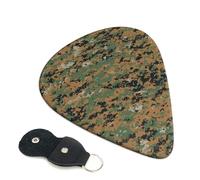 Green Army Digital Camouflage Guitar Picks 6-Pack - Pick Set (0.46mm / 0.71mm / 0.96mm) Suitable For Guitar And Ukulele Playing
