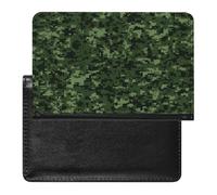Green Army Digital Camouflage Passport Holder PU Leather Passport Wallet Cute Passport Cover Case Portable Credit Card Organizer Beautiful Travel Document Organizer for Women Men