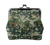 Green Army Digital Camouflage Print Coin Purse for Women Cute PU Leather Kiss-lock Change Purse Wallet, Black, One Size, Pattern