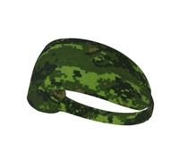 Green Army Digital Camouflage Print Non-Slip Elastic Running Headband, Sweat Absorbing Stretchy Hair Bands For Gym Yoga, Soft Skin-Friendly Foldable Workout Headband