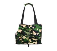 Green Army Digital Camouflage Print Pet Tote Bag, Foldable Portable Single Shoulder Pet Carrier For Small Dogs Cats