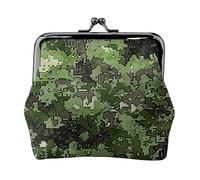Green Army Digital Camouflage print Print Coin Purse for Women Cute PU Leather Kiss-lock Change Purse Wallet, Black, One Size, Pattern