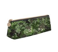 Green Army Digital Camouflage print Print Leather Pencil Case - Cute Pen Case, Stylish Pencil Case with Practical Zip for Storing Pens Pencils & Cosmetics Desk Supplies Organisers Office Supplies
