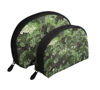Green Army Digital Camouflage Print Print Small Purses 2Pcs Portable Coin Purse Makeup Bag Soft Vacation Pouch Change Holder Wallet with Zipper Portable for Shopping Travel Party Cosmetic Bag