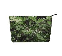Green Army Digital Camouflage Print Printed Corduroy Makeup Bag for Women Cute Make up Bag Travel Cosmetic Bag with Wristlet