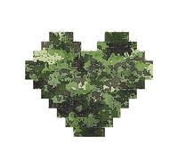 Green Army Digital Camouflage print Printed Jigsaw Puzzle 10.8x12.8 CM, Heart-Shaped Puzzle Challenging Game for Adults Gifts, Family Fun Decorative Wall Decor