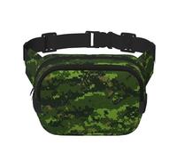 Green Army Digital Camouflage Print Square Double Layer bag Waist Bag Trendy Pack Travel Bag with Adjustable Bel, Black, One Size