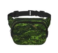 Green Army Digital Camouflage Print Unisex Square Double Layer Waist Bag Trendy Crossbody Fanny Pack Travel Workouts, Black, One Size
