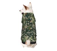 Green Army Digital Camouflage Printed Dog Hoodie Soft Dog Sweatshirt Cute Cat Dog Clothes for Small Dogs Kitten Puppy, 2XL