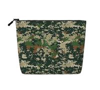 Green Army Digital Camouflage Printed Make up Bag Linen Toiletry Bag Personalized Travel Makeup Cosmetic Bag for Women Mom
