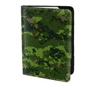 Green Army Digital Camouflage Printing Cowhide Passport Holder,Passport Cover,Travel Card Cover Case For Men Women,Documents Protector, Black, One Size