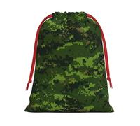 Green Army Digital Camouflage Printing Drawstring Gift Bag With Red Ribbon Soft Stylish For Christmas Halloween Fits Card Candies