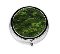 Green Army Digital Camouflage This Small, Round Pill Box is a Portable Travel Medicine Organizer with Three compartments for Storing Daily medications.