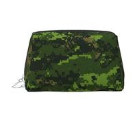 Green Army Digital Camouflage Toiletry Cosmetics Bag, Portable Travel Cosmetic Makeup Bag,PVC Leather,with Compartments