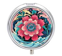 Green Art Print Pill Box Cute Round Pill Case Portable Medicine Tablet Vitamin Holder Organizer for Purse Pocket
