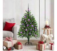 Green Artificial Christmas Tree, Pre-Lit with 150 Warm White LED Strip Lights, Durable PE Material, 120 cm Tall, Cone-Shaped, for Indoor & Outdoor Holiday Decor