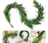 Green Artificial Real Touch Christmas Norfolk Pine Garland for Mantle,Table, Wall, Indoor, Outdoor Christmas Decorations (2.2m（7.2ft）)