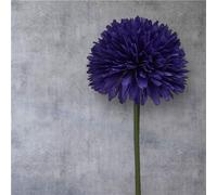 Green Artificial Silk Ball Mum Flower - Single Stem Faux Chrysanthemum for Home (Purple)