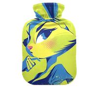 Green Asthetic Rabbit hot Water Bottles with Soft Cover, 2L hot compresses for The Body for Tummy Warmer, Tummy Warmer, Tummy Warmer