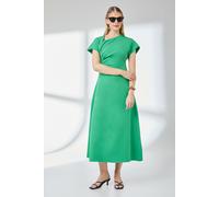 Green Asymmetric Neckline Contrast Cuff Midi Dress Principles Green 12