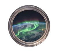Green Aurora Earth from Space Station Porthole Metal Tin Sign