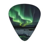 Green Aurora Prints Guitar Picks - 12-Piece Set with 3 Different Thicknesses, Suitable for Electric and Acoustic Guitars