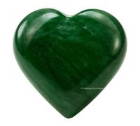 Green Aventurine dark Crystal Heart Palm Stone - Pocket Massage Worry Stone for Natural Body Chakra Balancing, Reiki Healing and Crystal Grid