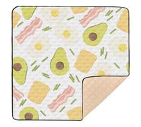 Green Avocado Fried Egg Bacon Toast Large Stylish Baby Play Mat for Floor Portable Activity Gym Mat for Baby Toddler Infant, 50'' x 50''