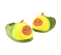 Green Avocado Fuzzy Slippers, Thick Cotton Lining | non-skid grip, lightweight and warm, women's size universal, easy to clean