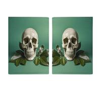 Green Background Skull And Leaves Passport Holder Passport Wallet PU Leather Passports Protective Cover Slim Travel Accessories