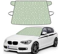 Green Background White Dots Pattern Printed Car Glass Shield, Waterproof Fabric Snow Guard, Anti Aging Interior Sun Protection
