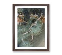 Green Ballet Ballerina Dancers By Edgar Degas Classic Painting Framed Wall Art Print, Ready to Hang Picture for Living Room Bedroom Home Office Décor, Walnut A2 (64 x 46 cm)
