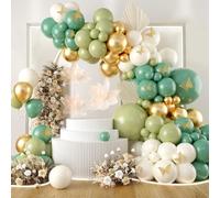 Green Balloon Arch Kit with Butterfly Stickers - 101 Pcs Birthday Green Balloon Garland with Green Gold White Balloons for Baby Shower Decorations, Birthday Party, Jungle Safari Party, Gender Reveal
