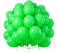 Green Balloons, 50 Pcs Balloon 12 Inch Matte Green Latex Balloons with Ribbon for Women Girl Wedding Jungle Theme Birthday Party Supplies Engagement Proposal Christmas Tree Carnival Events Decorations