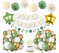 Green Balloons Birthday Decorations,Avocado Sage Green Balloons with Happy Birthday Garland,Baby Shower Balloons Arch Kit,Girl Baby Women Wedding Party Decorations