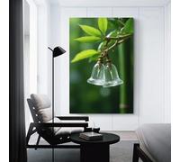 Green Bamboo Bells Artistic Wall Art Painting The Picture of Animal Print On Canvas Artwork Pictures For Home Living Room Modern Decor Decoration 12x18inch(30x45cm)