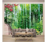 Green Bamboo Forest Red Flowers Wooden Bridge 3D Wallpaper Luxury Home Dining Decor Paste Sofa Living Room The Wall for Bedroom Mural-200cm×140cm