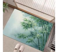 Green Bamboo Forest Washable Door Mats Indoor, Zen Style Mat Absorbent Non-Slip Low Profile Doormat For Entrance, Inside, Kitchen, Front Back Door, Pets Dogs- 45 X 75 Cm, Light Gray
